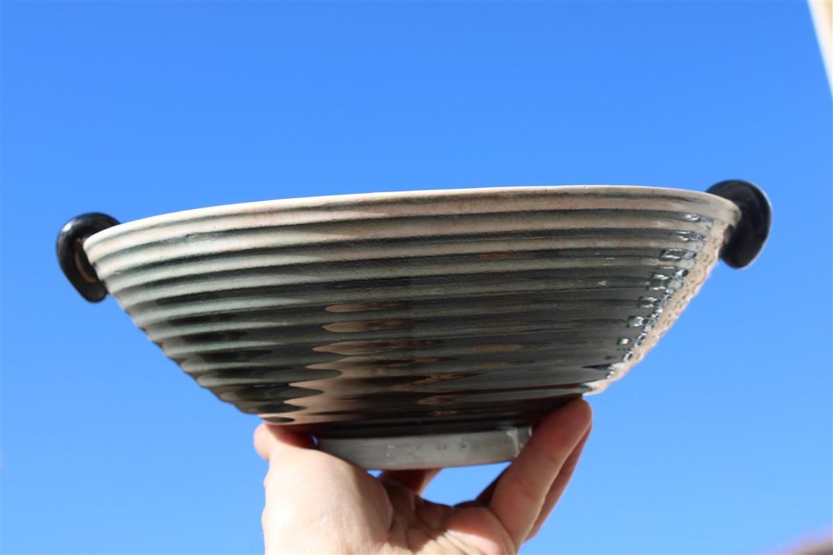 Decorative Art Decò Italian Futuristic Bowl Dante Baldelli Rometti 1930 Black For Sale 3
