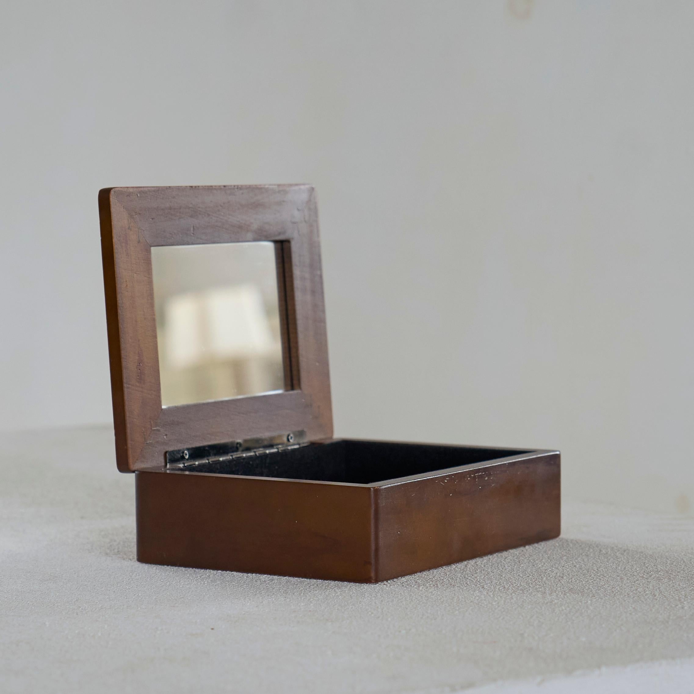 Hand-Crafted Decorative Art Deco Style Lidded Box in Wood and Silver 1970s For Sale