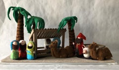 Decorative Art Felt Nativity Scene Enclosed in Lucite by AMK for Patricia Kagan