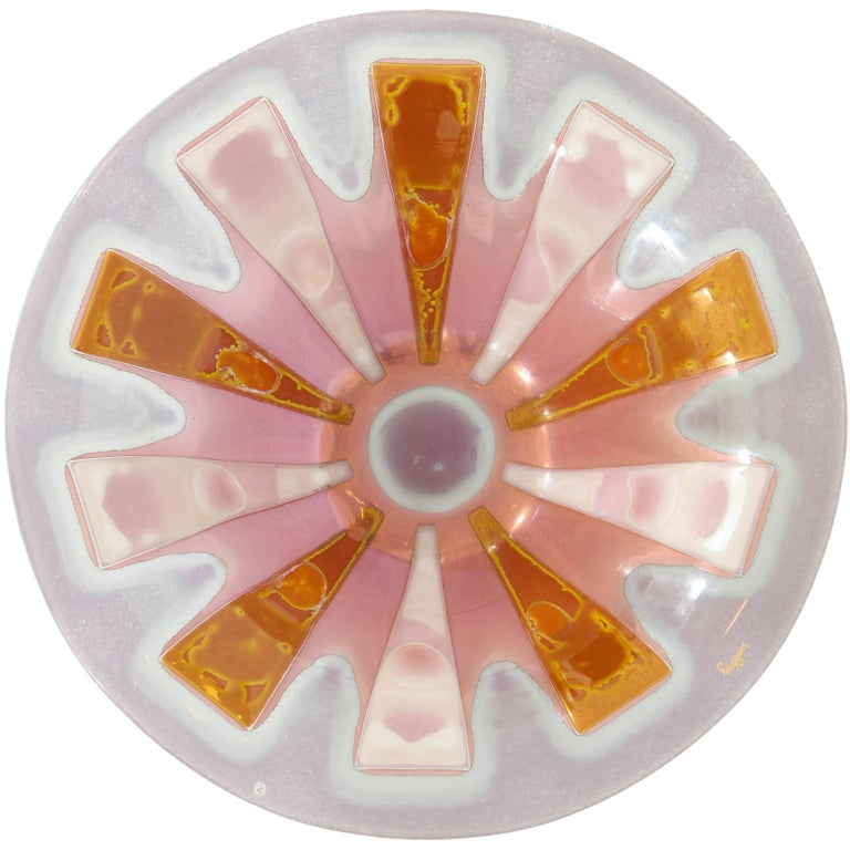 Decorative Art Glass Bowl by Michael and Frances Higgins at 1stDibs