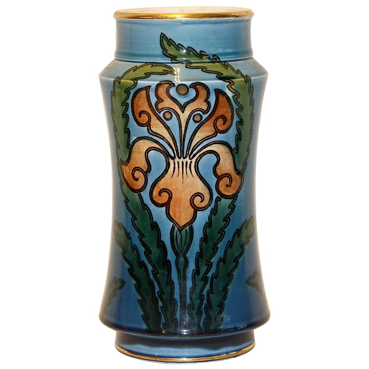 Decorative Art Nouveau Ceramic Vase, Vessel by Villeroy & Boch, Mettlach