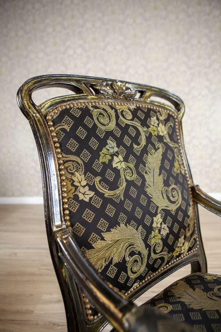 Fauteuil décoratif Art Nouveau en chêne du 20ème siècle Bon état - En vente à Opole, PL
