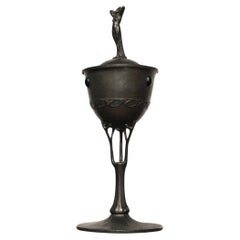 Pot ornemental Art Nouveau en étain estampillé B&G Imperial Zinn, 1900