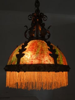 Decorative Art Nouveau Slump Glass Chandelier