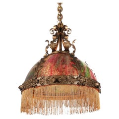 Decorative Art Nouveau Slump Glass Chandelier