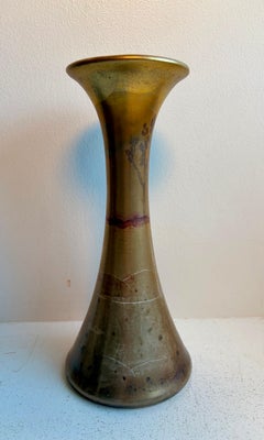 Decorative Art Pottery Trumpet Shaped "Favrile" Vase in the style of Tiffany