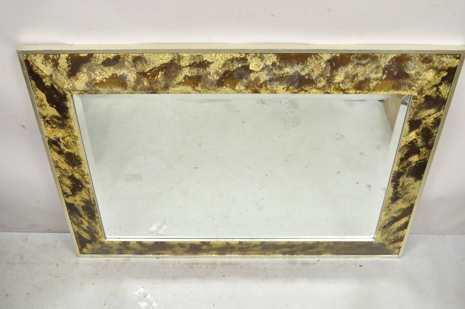 Dekorative Kunst Inc. Faux Tortoise Shell Painted Brown Gold Modern Wall Mirror im Angebot 3