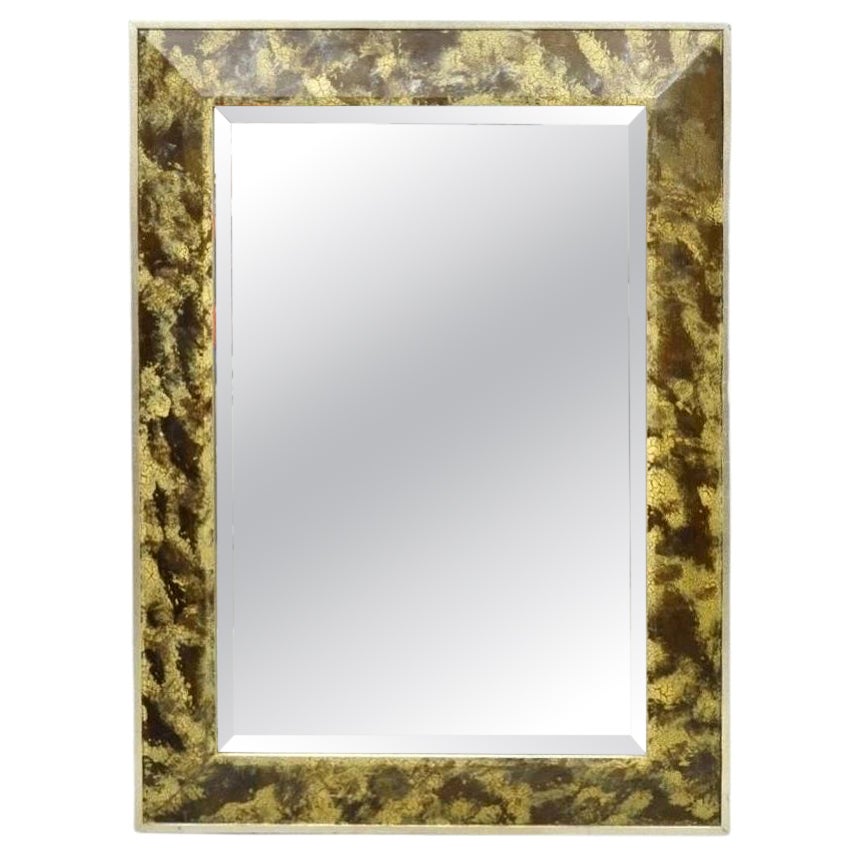Decorative Arts Inc. Faux Tortoise Shell Painted Brown & Gold Modern Wall Mirror