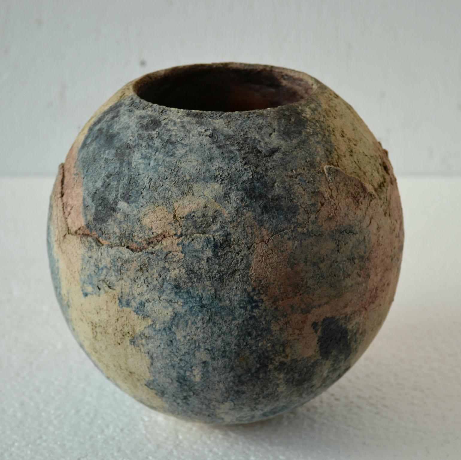 Decorative Ball Shape Textured Studio Vase in Earth Tones In Excellent Condition For Sale In London, GB
