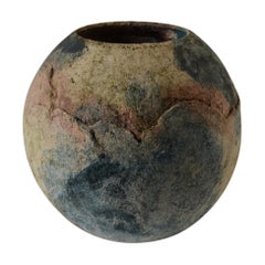 Decorative Ball Shape Textured Studio Vase in Earth Tones
