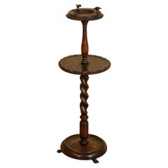 Vintage Decorative Barley Twist Oak Ciggarete Cigar Stand