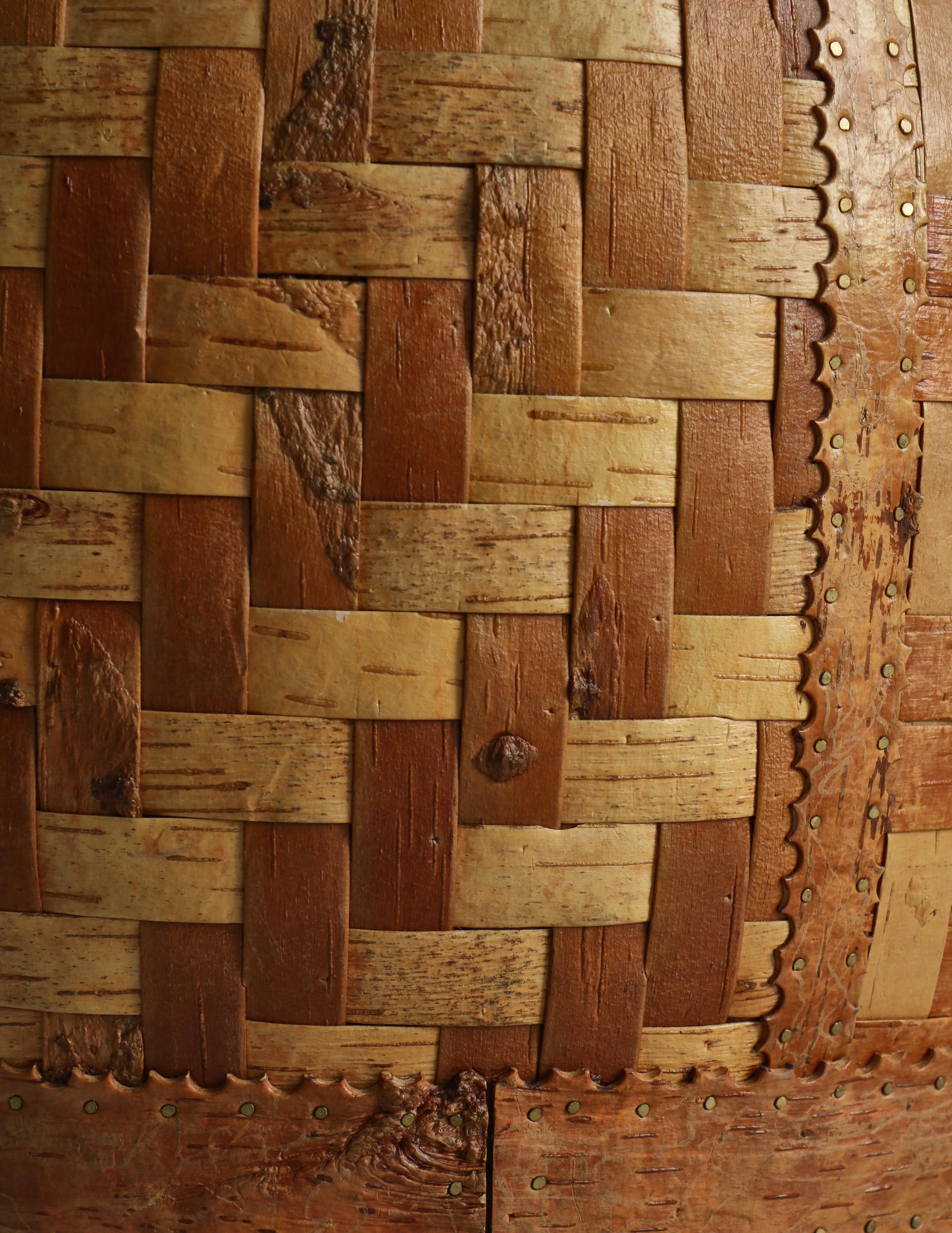 Decorative Basket Handmade in Braided Birch Bark, 