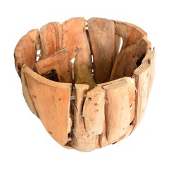 Decorative Basket with Mesquite Wood Organic Modern