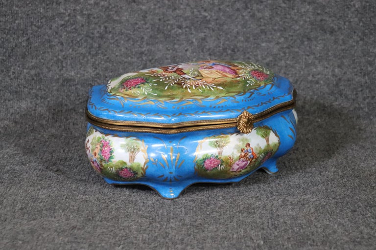 Decorative Beautifully Made Sevres Style Porcelain Jewelry Box For Sale