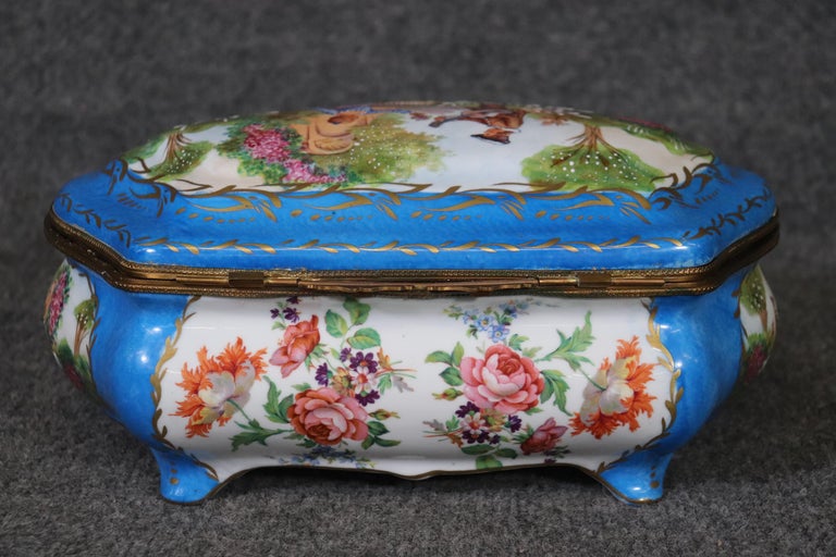Decorative Beautifully Made Sevres Style Porcelain Jewelry Box For Sale