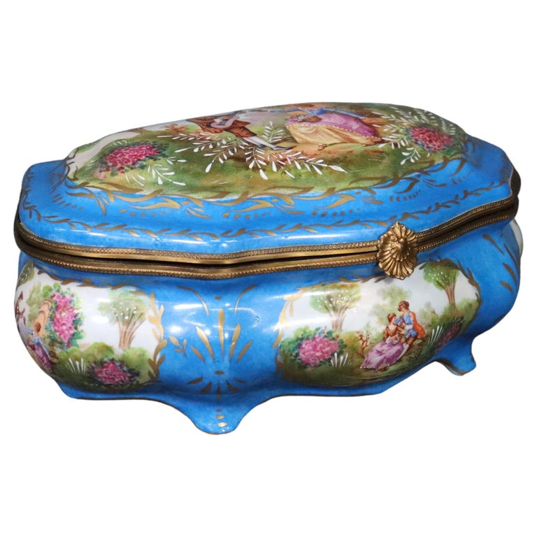 Decorative Beautifully Made Sevres Style Porcelain Jewelry Box For Sale at 1stDibs