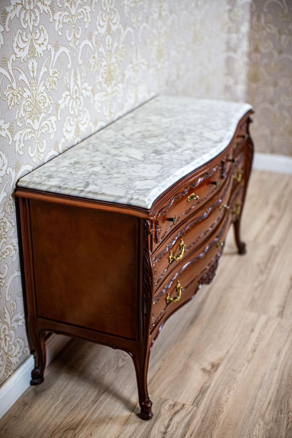 Decorative Beech Dresser From the Mid. 20th Century with Marble Top 1