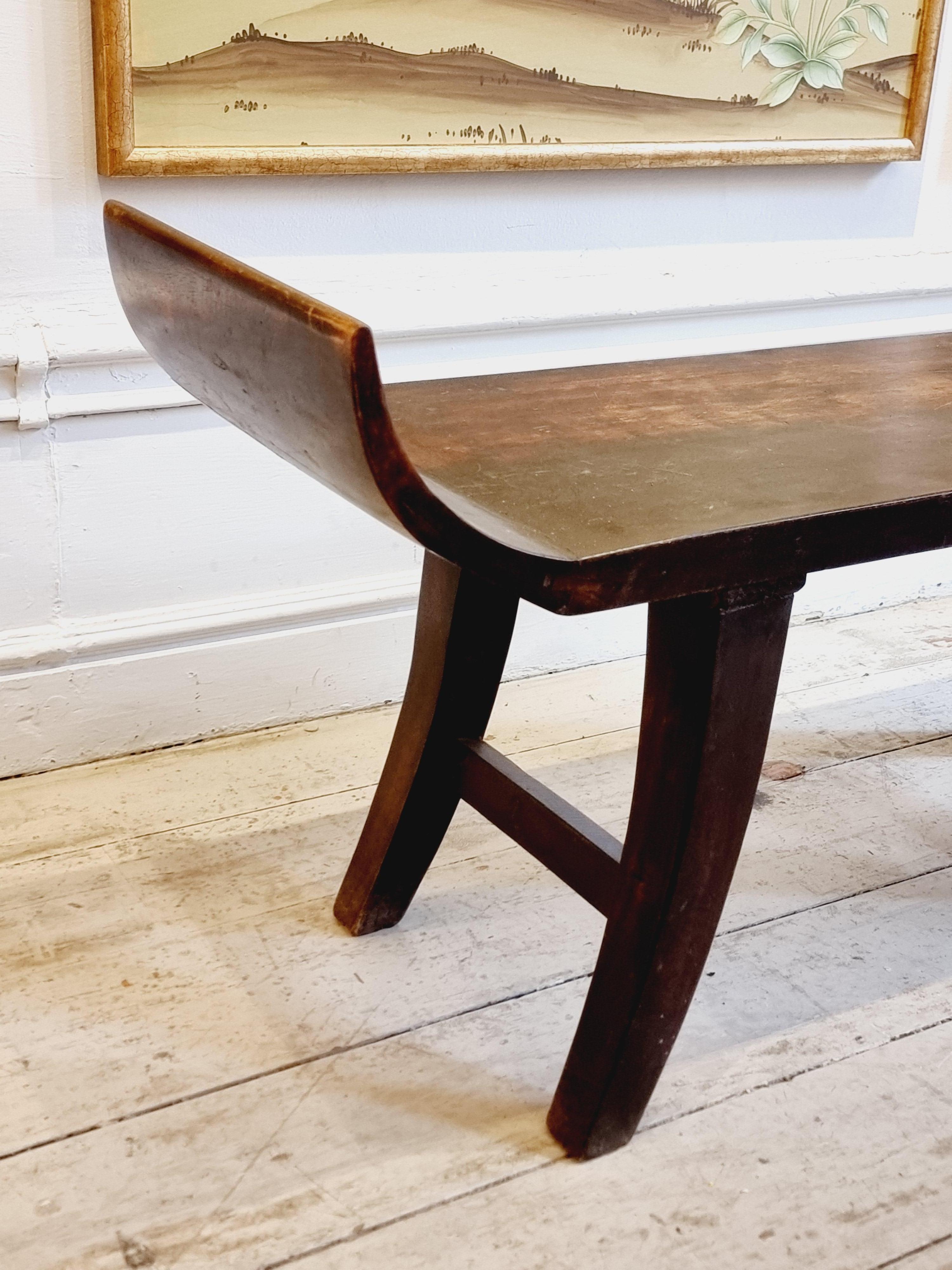 Decorative bench in dark laquered wood, Asia late 20th Century In Good Condition In Stockholm, SE