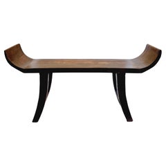 Decorative bench in dark laquered wood, Asia late 20th Century