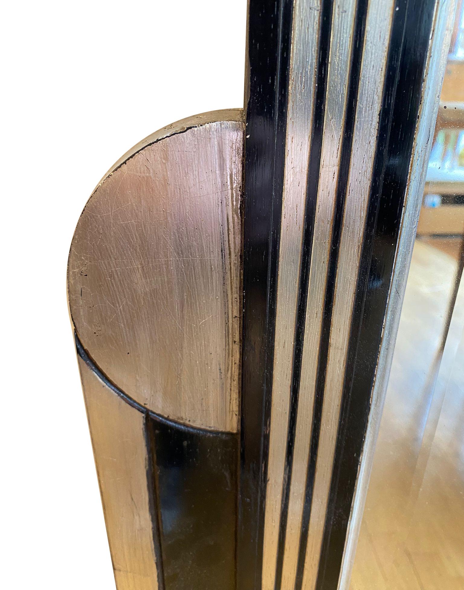 Européen Decorative black and silver Art Deco mirror en vente