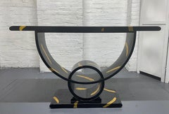 Decorative Black Lacquered and Gold Leaf Console