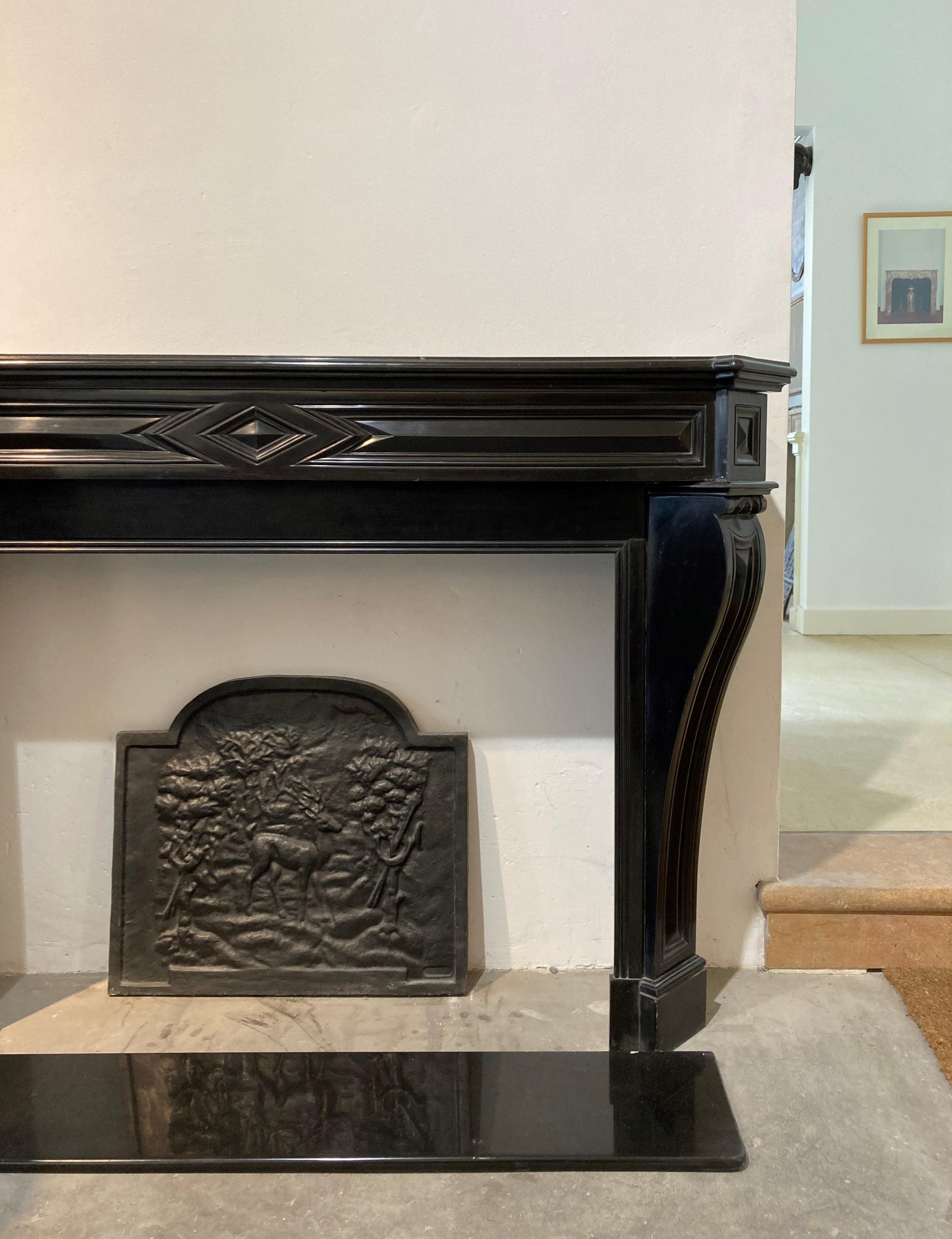 louis xvi belgian black marble fireplace