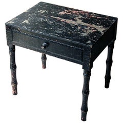Antique Decorative Black Painted Occasional or Bedside Table, circa 1900