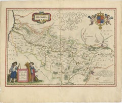 Decorative Blaeu Map of Picardy with Costume Figures, France 1642