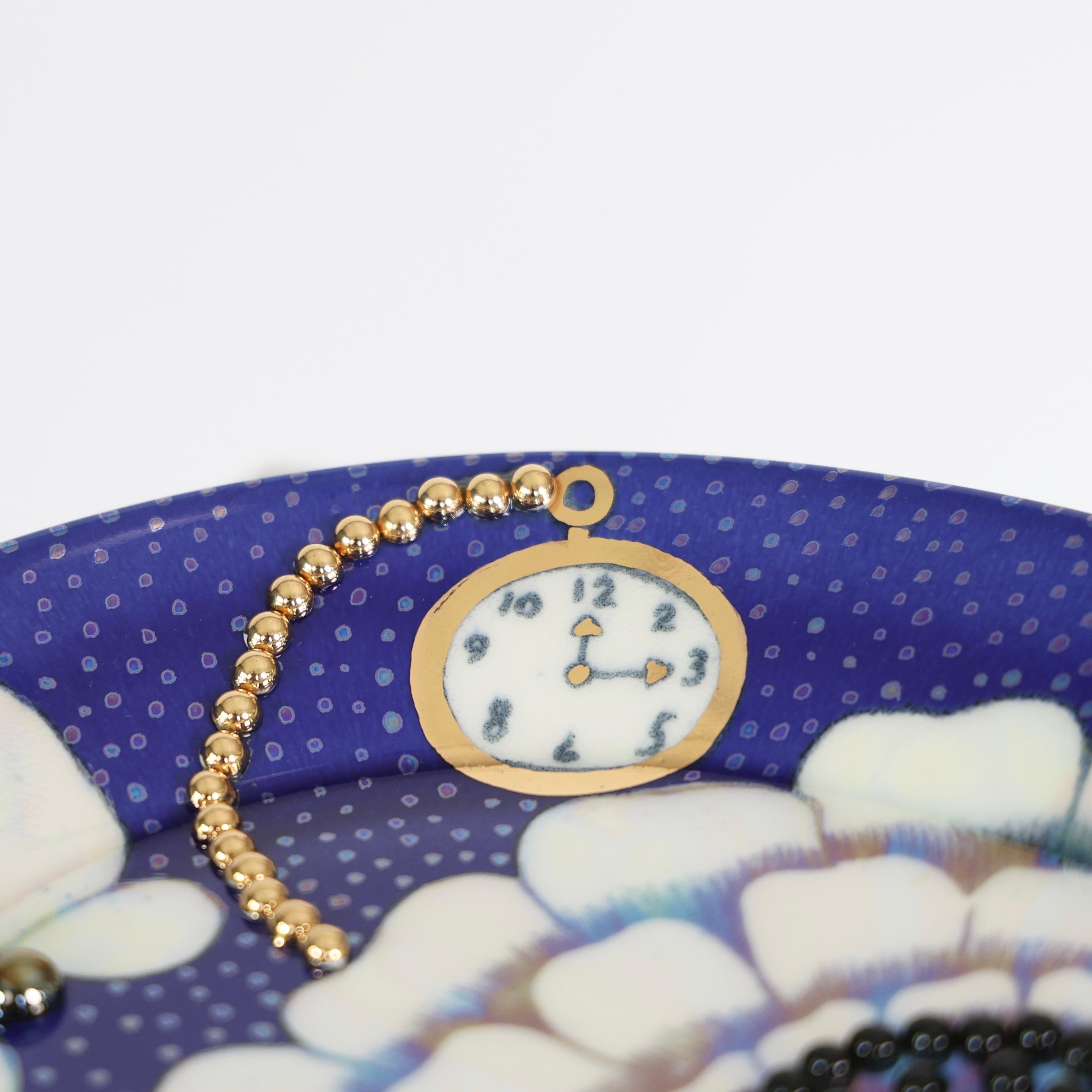 Scandinavian Modern Decorative Blue Dish with Gold Beads designed by Birger Kaipianen, 1980s For Sale