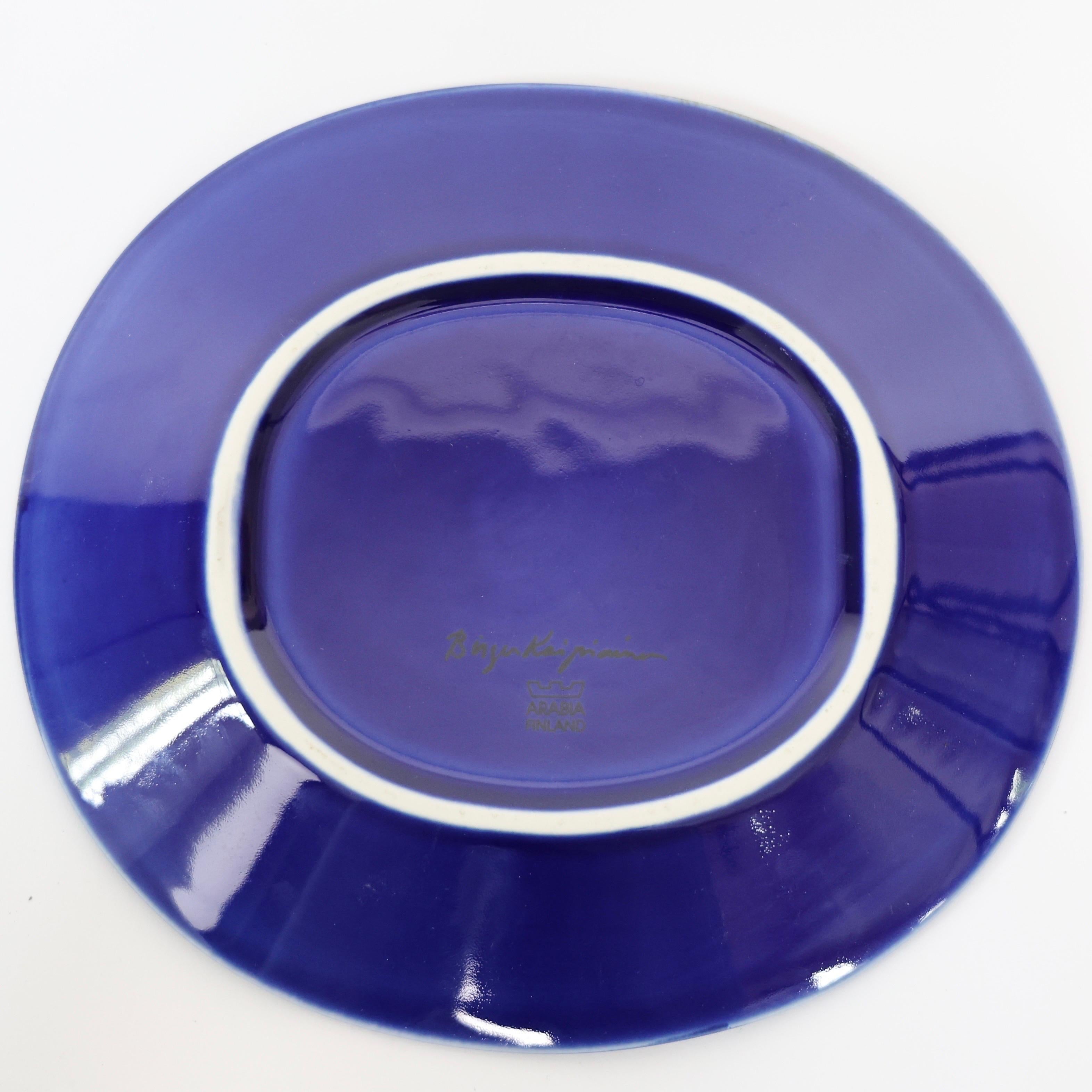 Ceramic Decorative Blue Dish with Gold Beads designed by Birger Kaipianen, 1980s For Sale