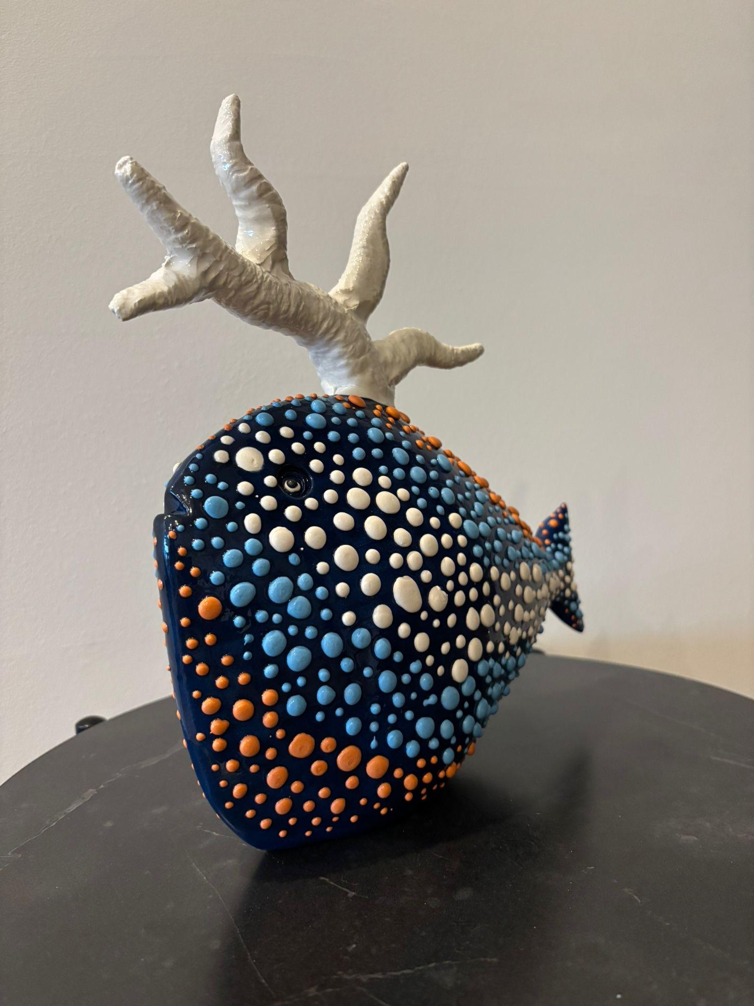 Poisson. Am designs/One en céramique. Fabriqué à la main en Italie, peint à la main. Sur mesure. 2025. en vente 6