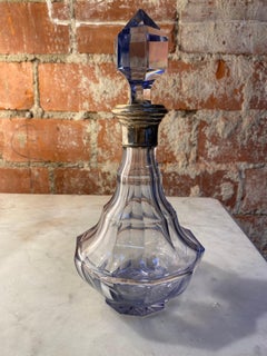 Dekorativer blauer italienischer Kristall-Dekanter/Flasche, 1970er Jahre