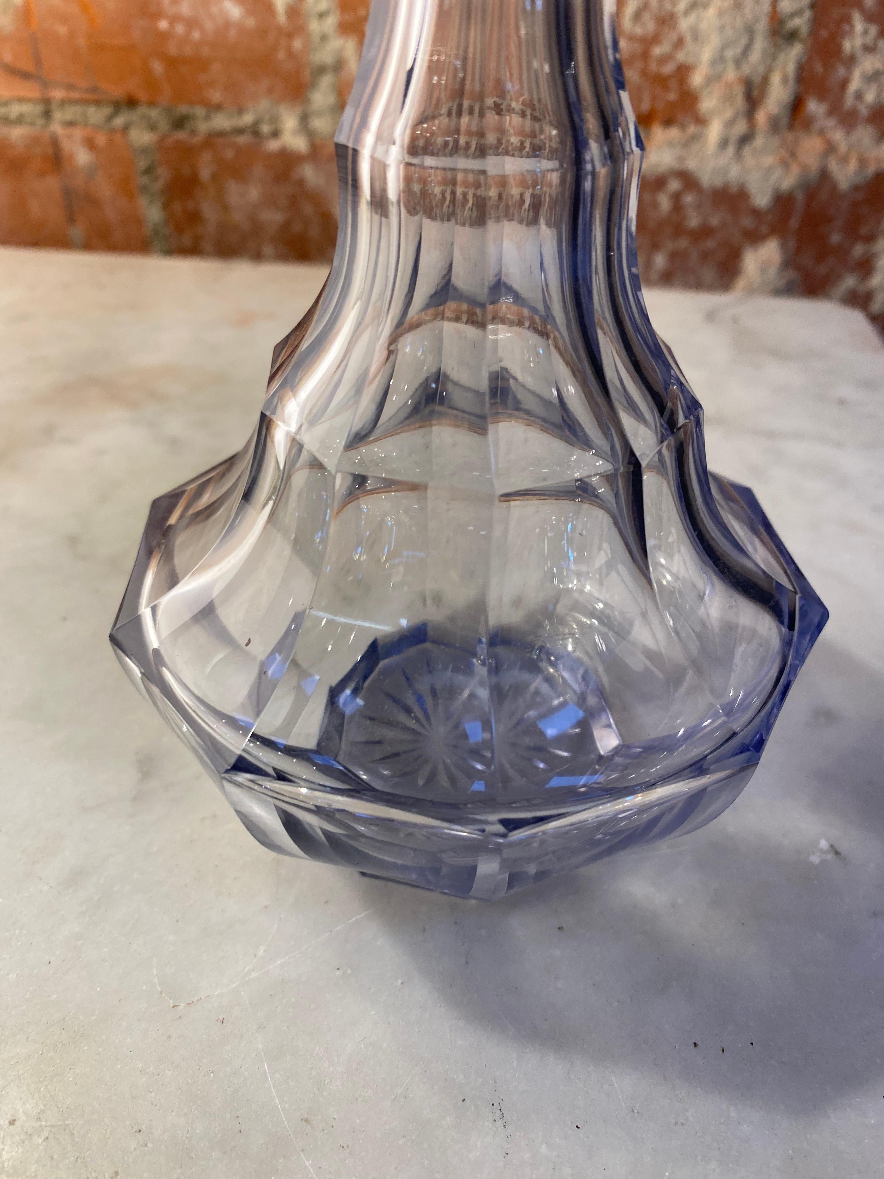 Decorative Blue Italian Crystal Decanter / Bottle, 1970s In Good Condition For Sale In Los Angeles, CA