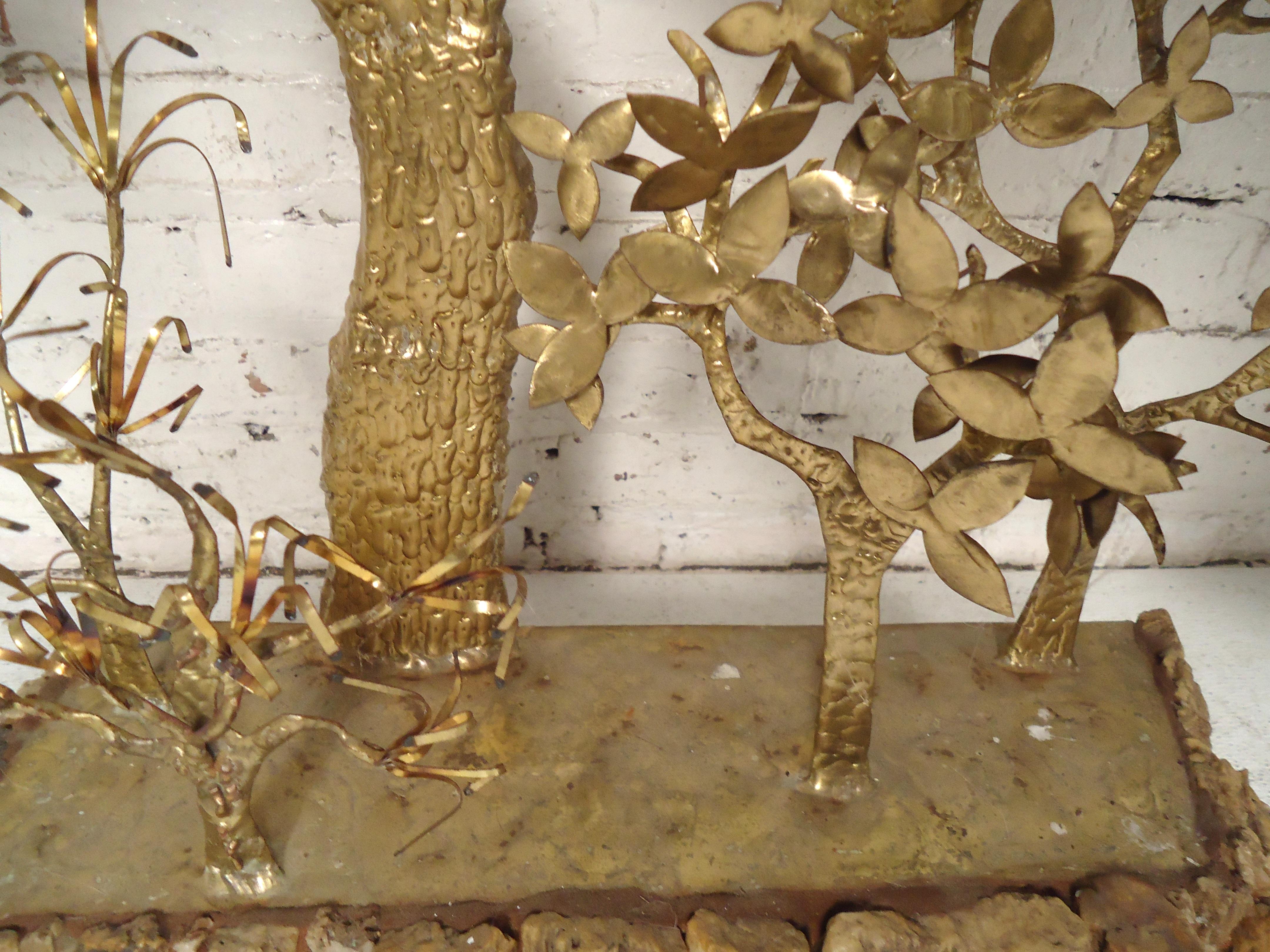 Mid-Century Modern Decorative Bonsai Style Brass Tree For Sale