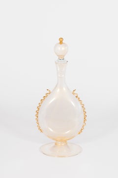 Decorative Bottle in Murano Glass with Gold Leaf Frets Venice Italy 1970s