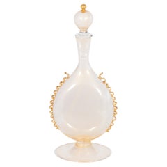 Decorative Bottle in Murano Glass with Gold Leaf Frets Venice Italy 1970s