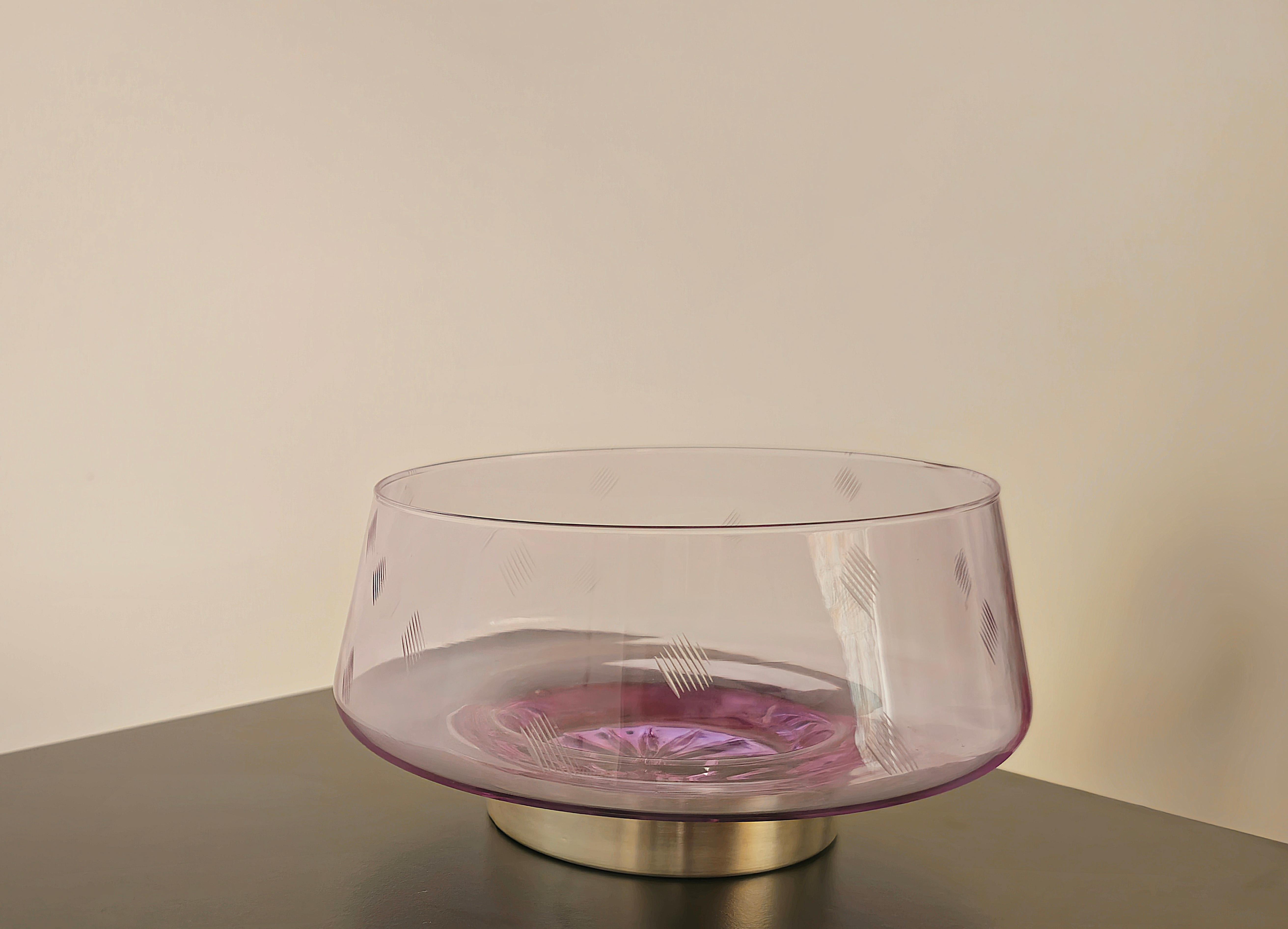 Decorative Bowl Alessandrite Lilac Glass Mid-Century Modern Design Italy 60/70s 5