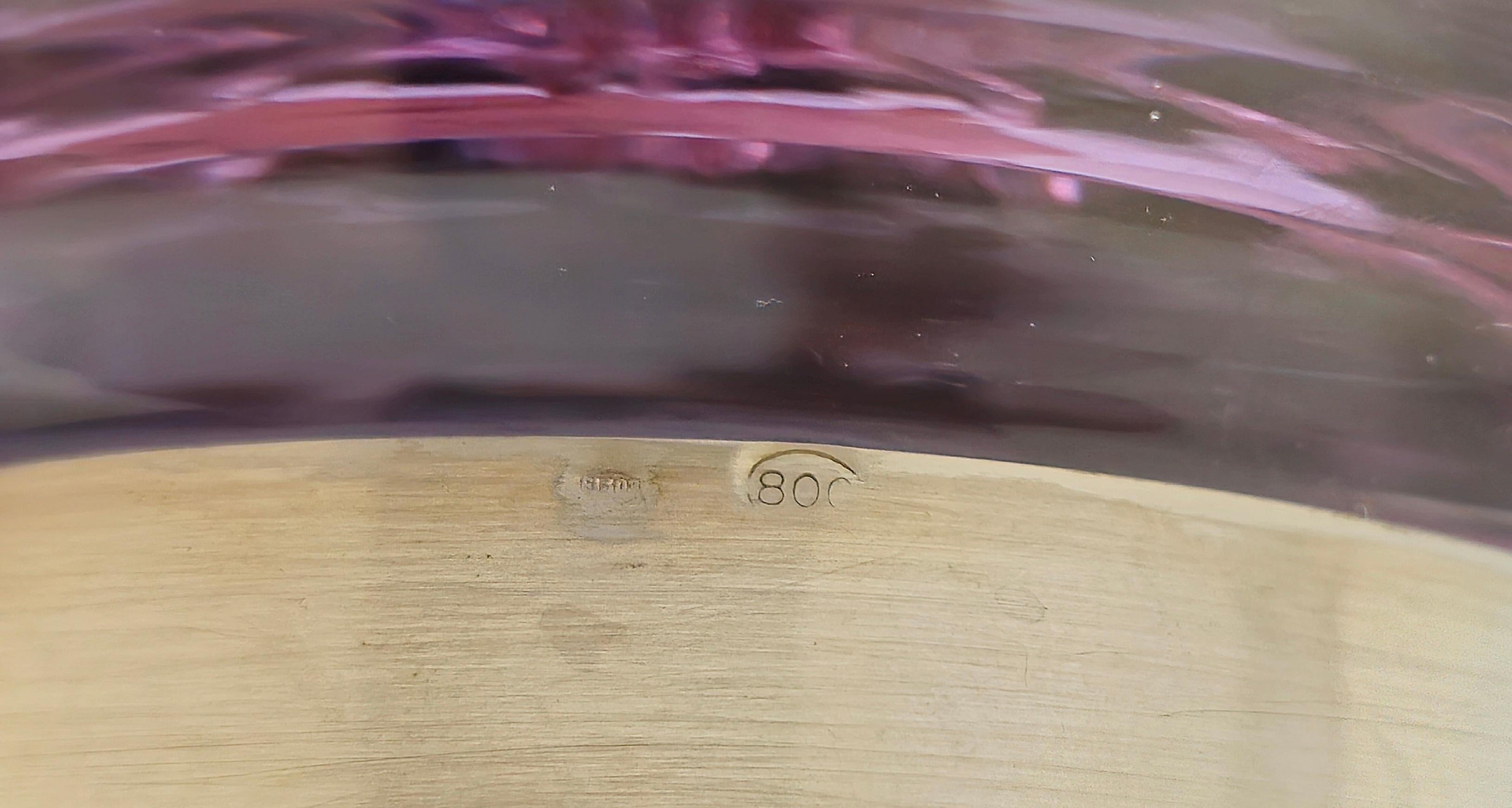 Italian Decorative Bowl Alessandrite Lilac Glass Mid-Century Modern Design Italy 60/70s