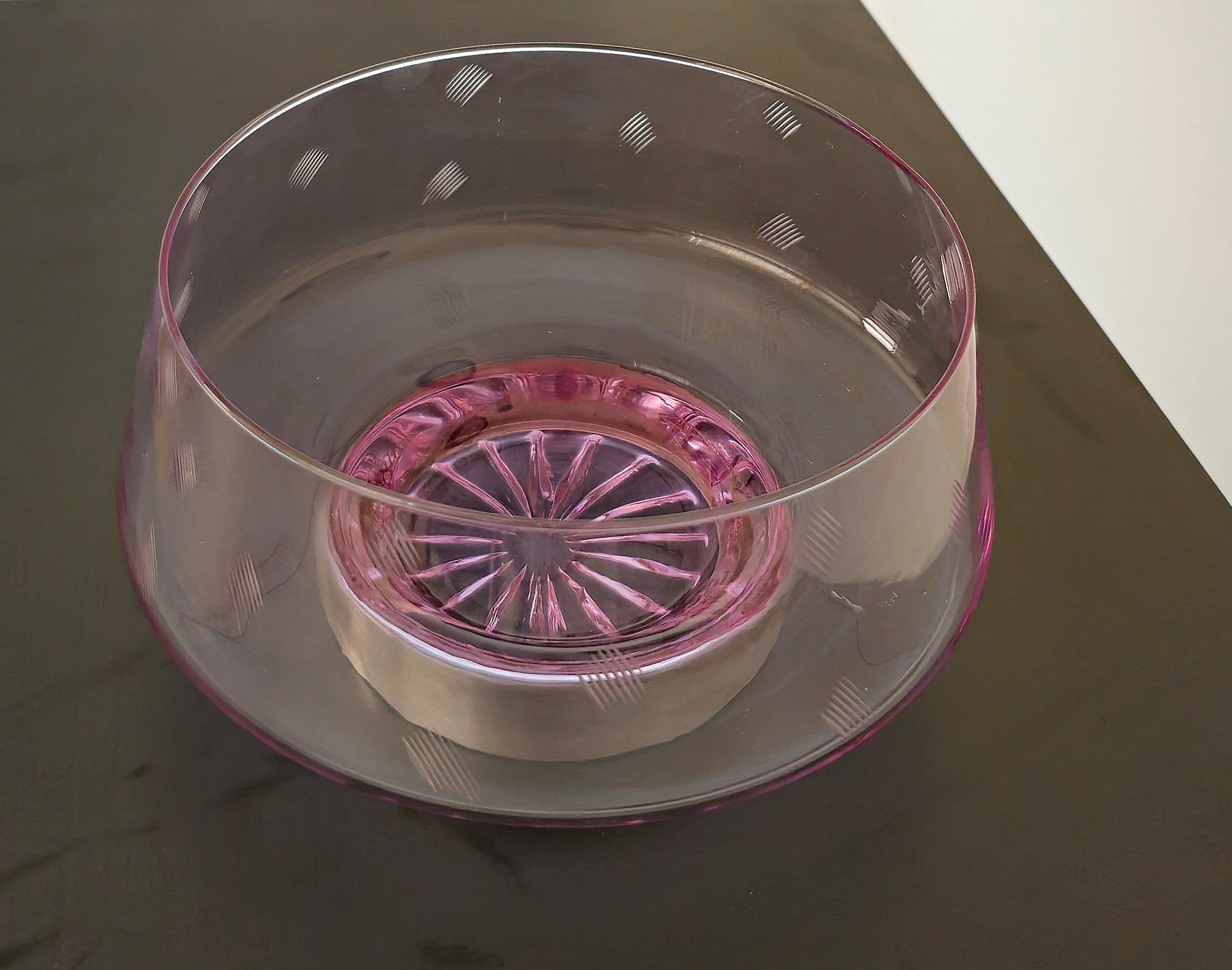 Decorative Bowl Alessandrite Lilac Glass Mid-Century Modern Design Italy 60/70s 3