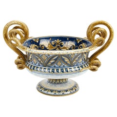 Bowl Centerpiece Riser Majolica Decorated Ornament Blue Renaissance Fancy Italy