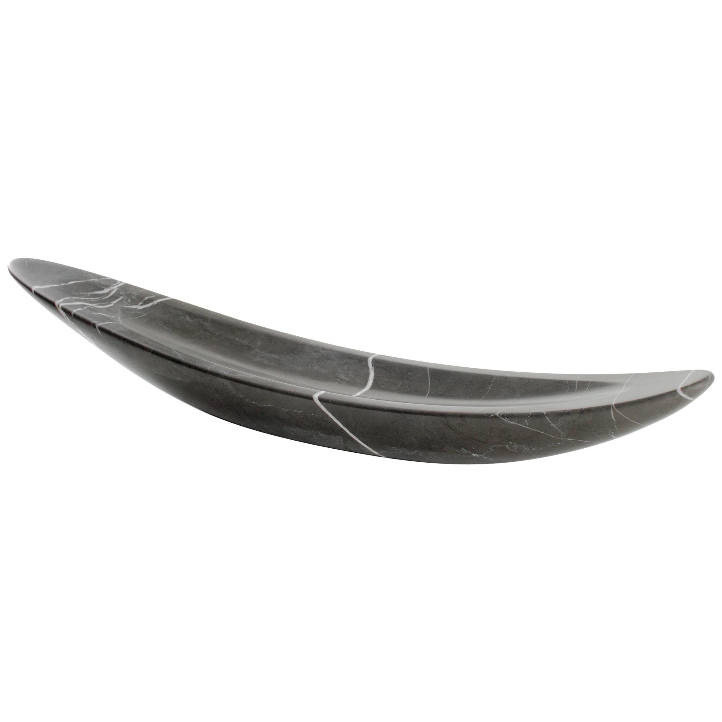 Decorative Bowl Sculpture Solid Imperial Grey Marble Centerpiece Made in Italy For Sale
