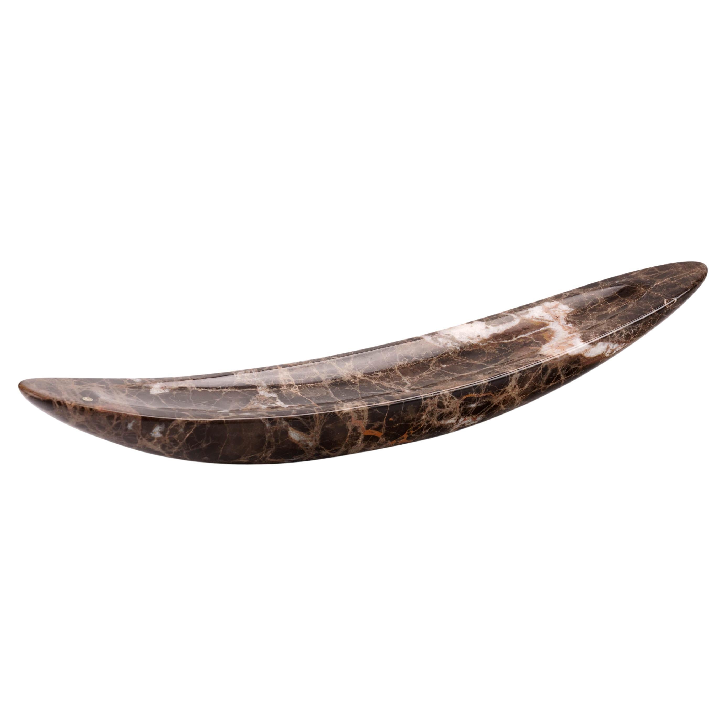 Ciotola decorativa Vaso Scultura Marmo Emperador Marrone Fatto a mano Italia