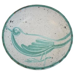 Dekorative Schale mit einer Zeichnung eines Vogels von Charles Voltz Vallauris um 1960