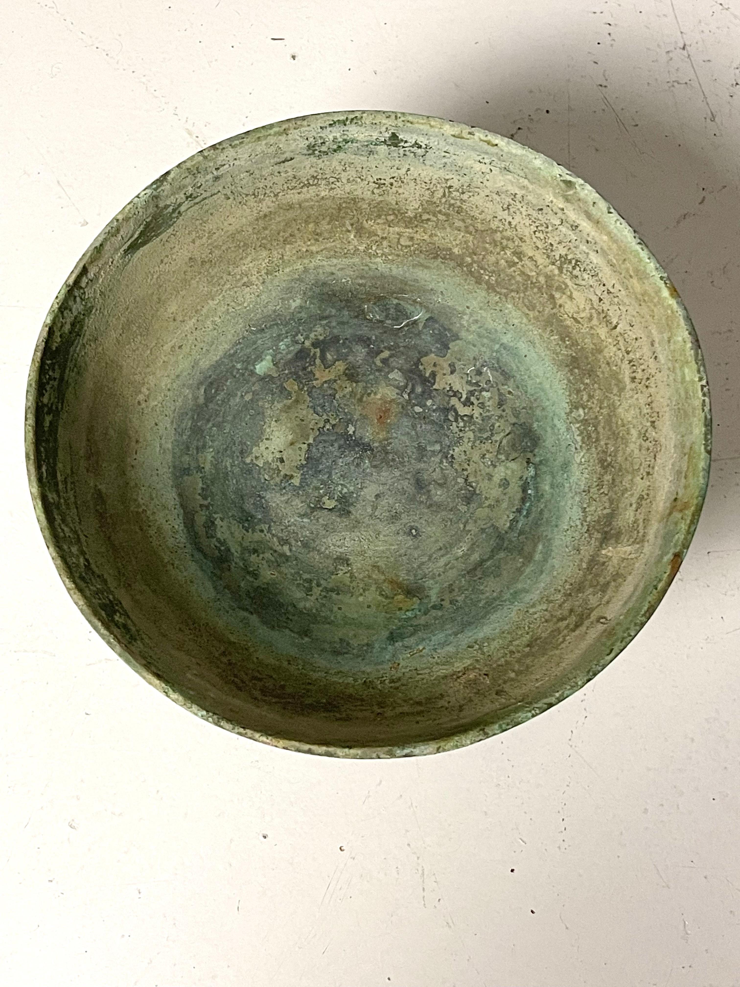 Arts and Crafts Decorative Bowl with Verdigris Patina