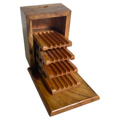 Scatola decorativa per sigarette in legno d'ulivo di colore marrone Francia circa 1950
