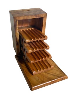 Scatola decorativa per sigarette in legno d'ulivo di colore marrone Francia circa 1950