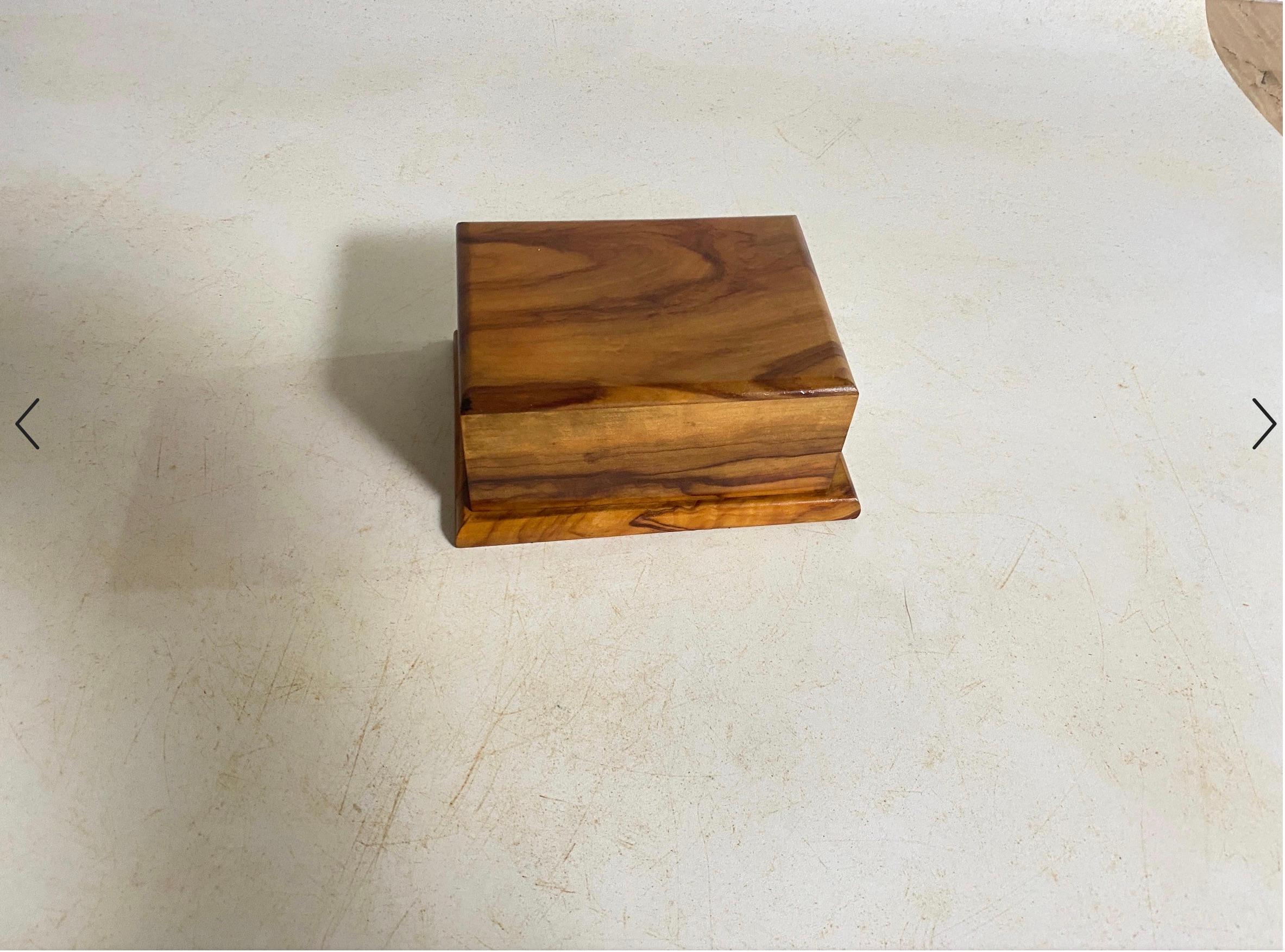 Brutalist Decorative Box for Cigarettes in olive wood brown color France circa 1950 For Sale