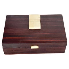 Retro Decorative Box for Cigarettes in  wood and Bakelite brown and White color France