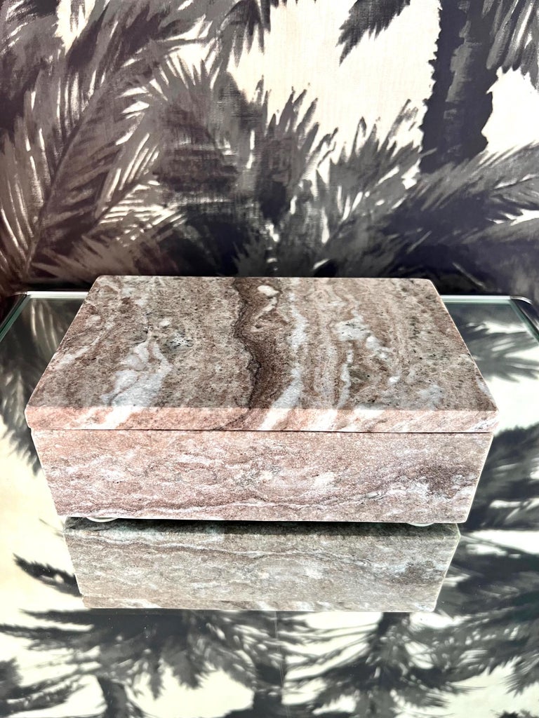 Indonesian Decorative Box in Exotic Balinese Striped Marble, c. 2000 For Sale
