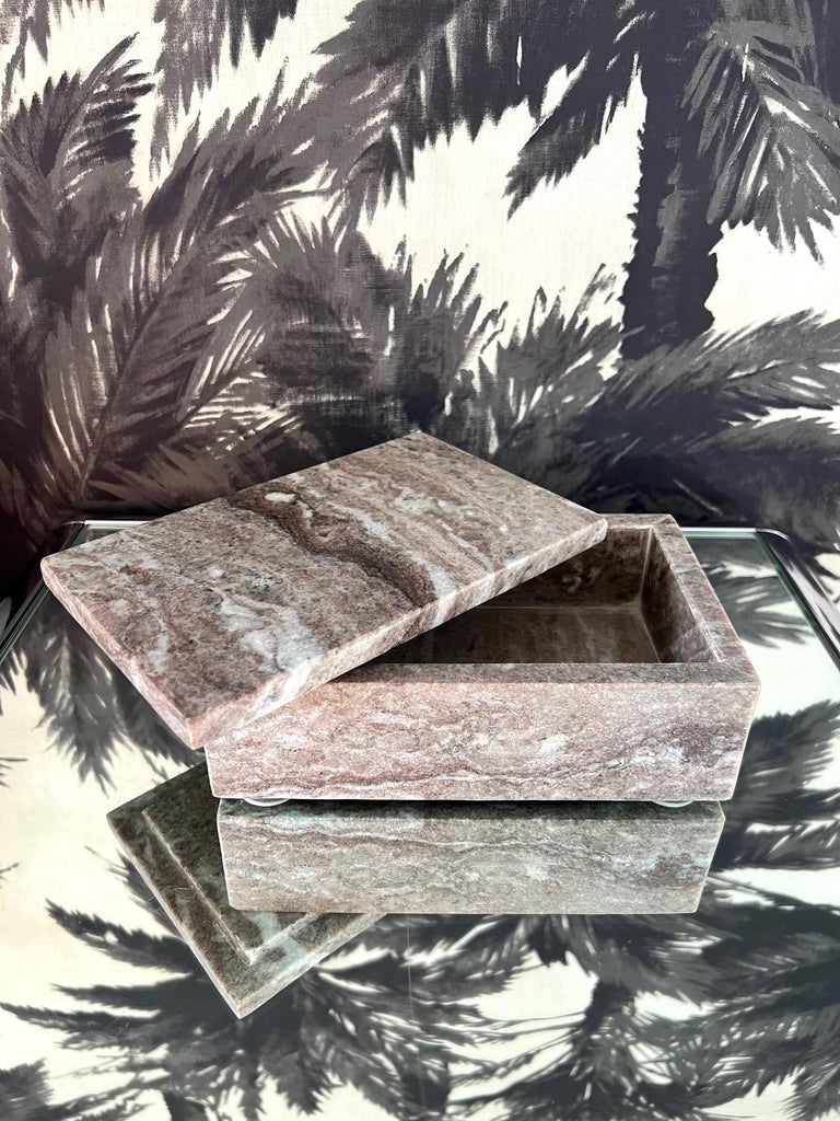 Contemporary Decorative Box in Exotic Balinese Striped Marble, c. 2000 For Sale